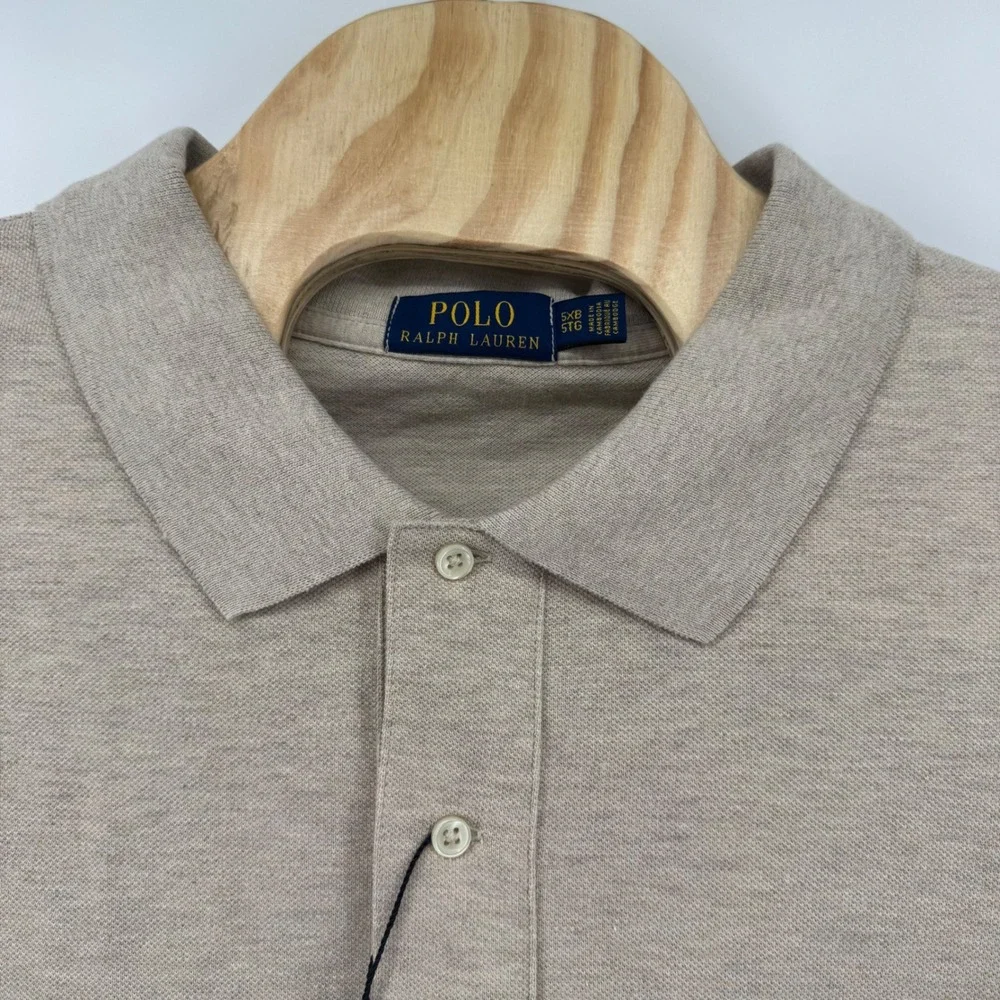 Polo Ralph Lauren Mens 5XB Dune Tan Cotton Pique Short Sleeve Polo Shirt‎ NEW